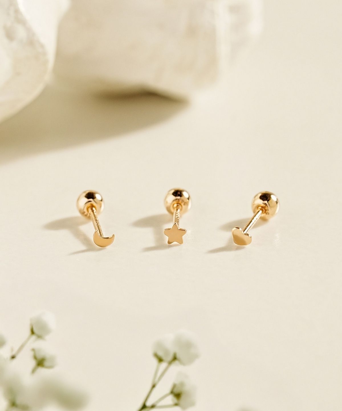 미니멀피어싱(MINIMALPIERCING) 14K 초 미니 하트 별 피어싱 귀걸이