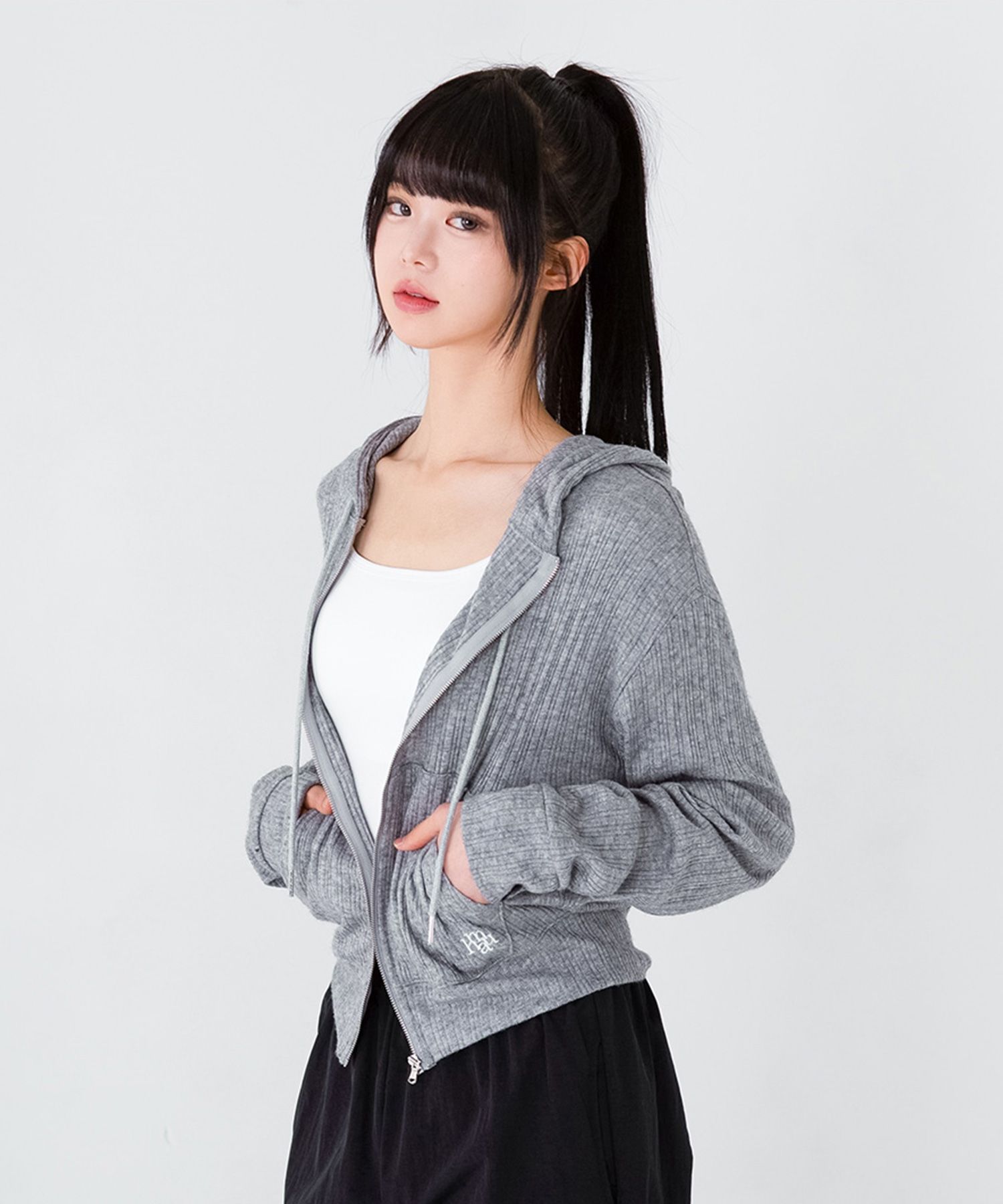MUSINSA公式 | MUAHMUAH Soft Regular Fit Hooded Zip-Up [Gray]