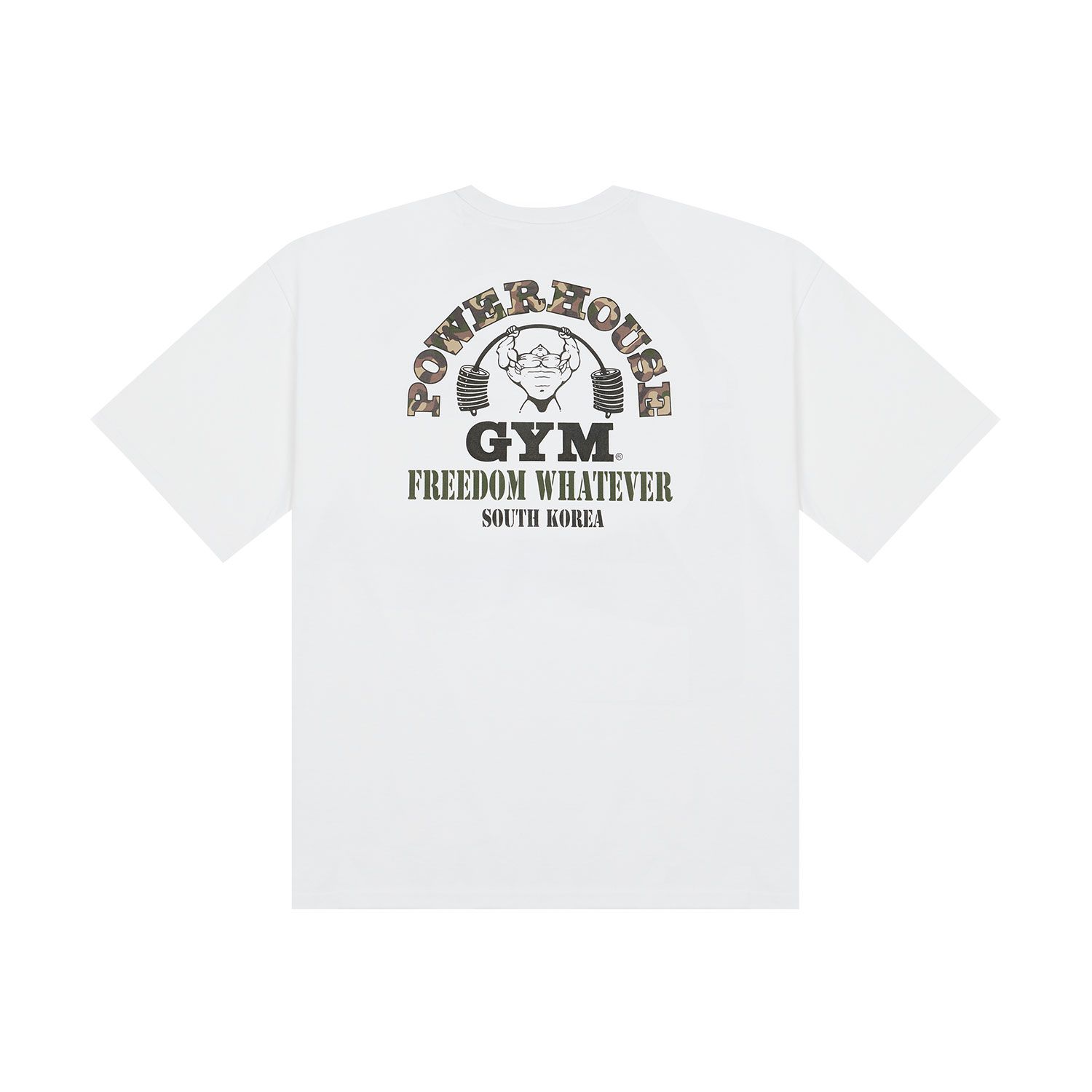 ☆FREEDOM☆ Powerhouse Overfit T-Shirt White PH24SMTS0120WH MUSINSA | FREEDOM Powerhouse Camo Logo Overfit T-Shirt (White)