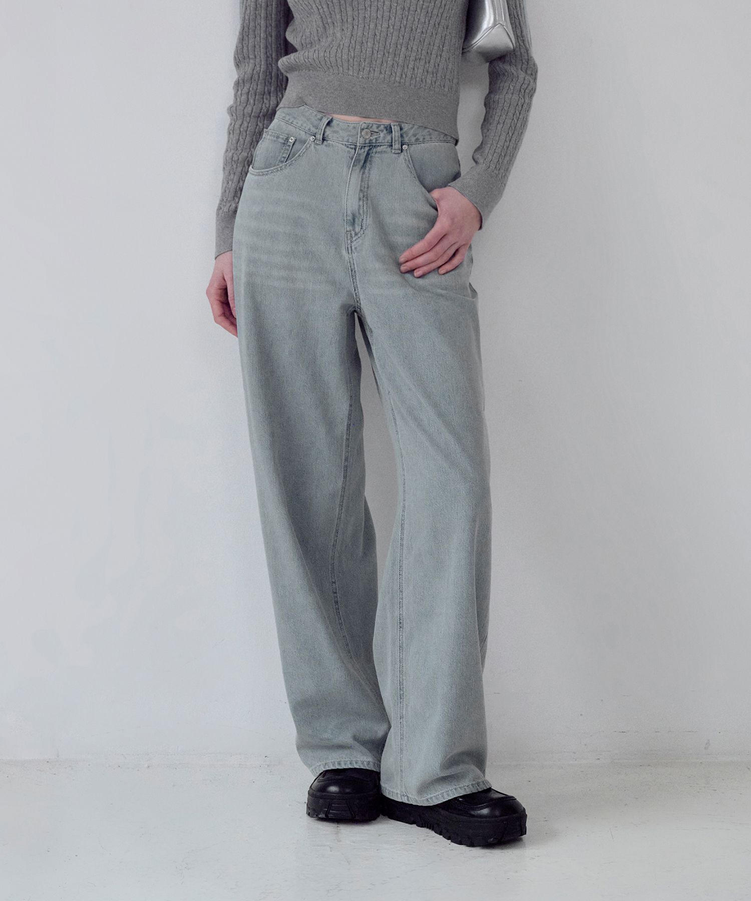 [ KIRSH ]★COLOR BLOCK WASHING WIDE-FIT DENIM PANTS MUSINSA | KIRSH Kirsch Plain Sand Washing Wide Fit Denim