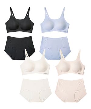 [4PACK] 소프트핏 쉘론 스트랩 패드일체형 브라팬티 세트