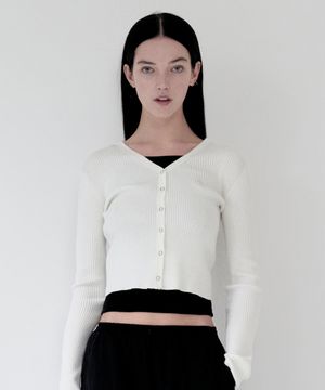 키르시 플레인 브이넥 슬림 가디건 [화이트]
