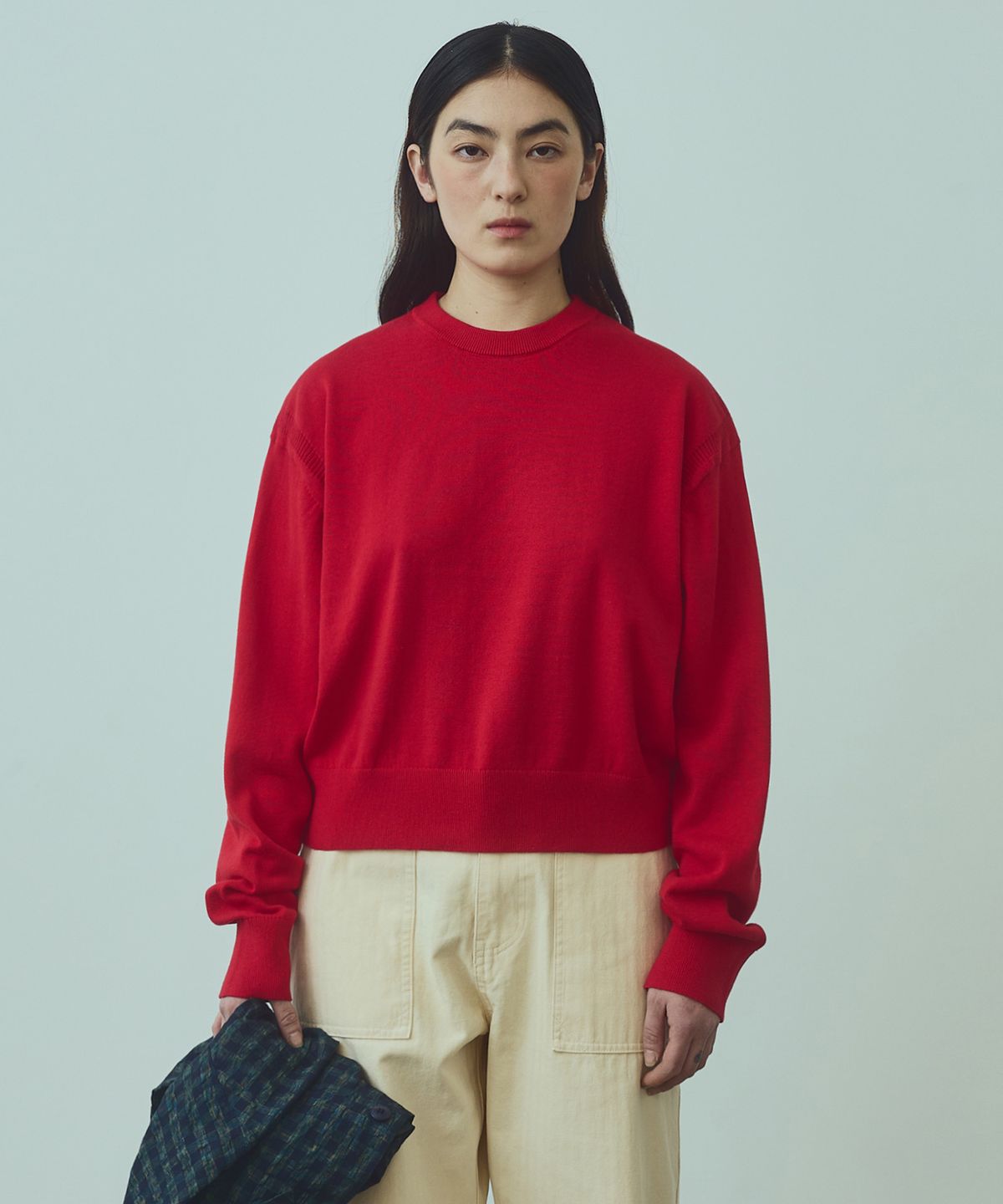 유니폼브릿지(UNIFORM BRIDGE) comfort crew neck knit(womens) red