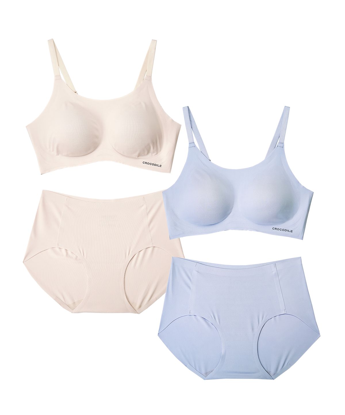 크로커다일 이너웨어(CROCODILE INNERWEAR) [2PACK] 소프트핏 쉘론 스트랩 패드일체형 브라팬티 세트