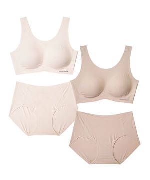 [2PACK] 소프트핏 쉘론 U넥 패드일체형 브라팬티 세트