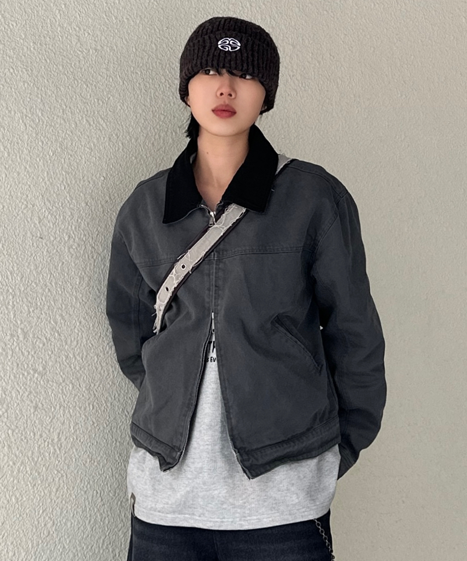 ★ Urbandtype.★ Vintage Washed Cotton Crop Jacket Navy UBE MUSINSA | URBANDTYPE Vintage Washed Cotton Crop Jacket_Navy