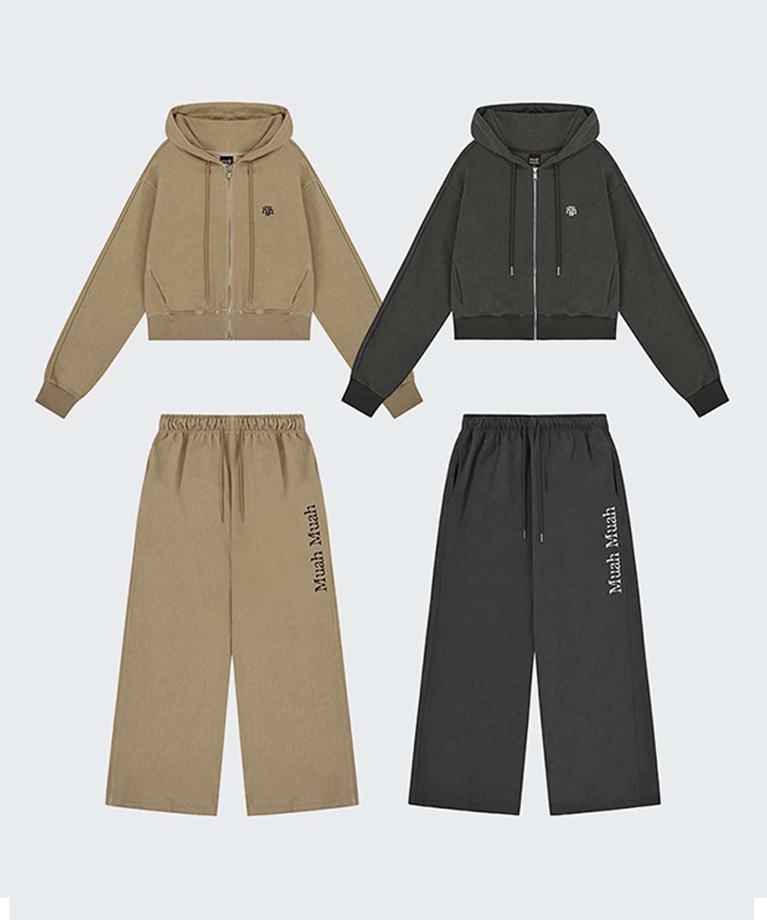 セットアップ muahmuah SET pigment hooded zip-up pants set-up 2 colors MUSINSA | MUAHMUAH [SET] Pigment Hooded Zip-up Pants Set [2