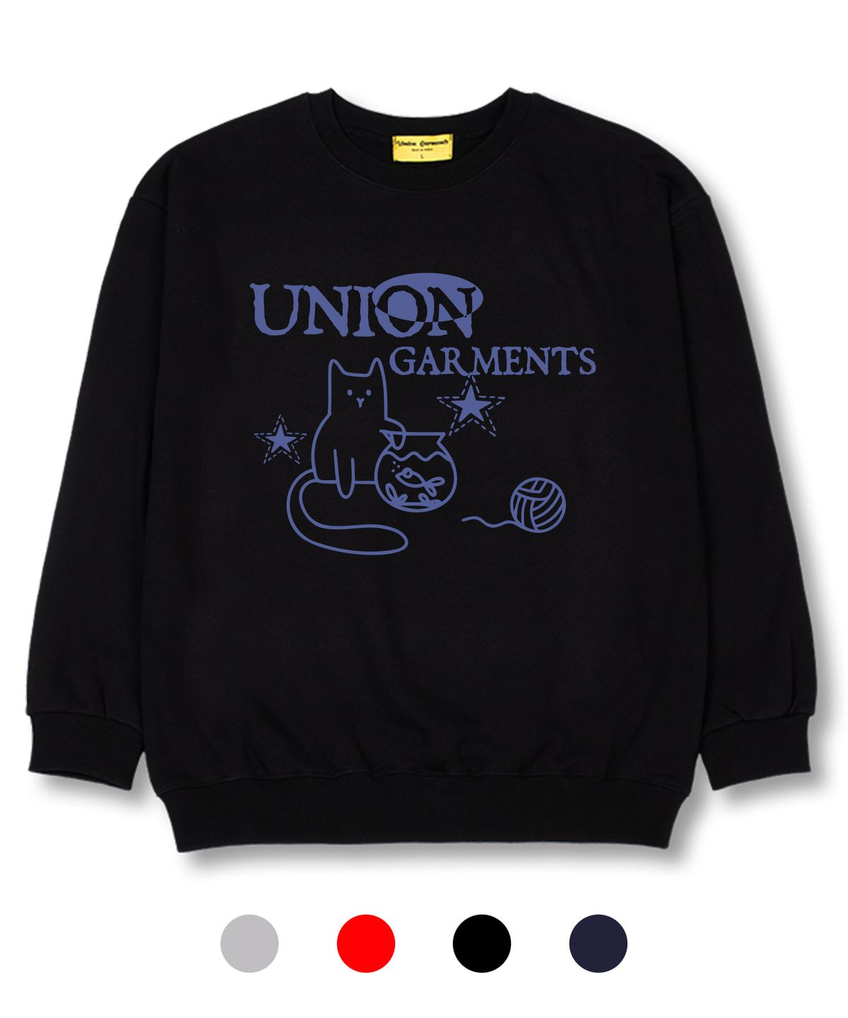 유니온가먼츠(UNION GARMENTS) 피슁캣 쭈리 오버핏 맨투맨 티셔츠