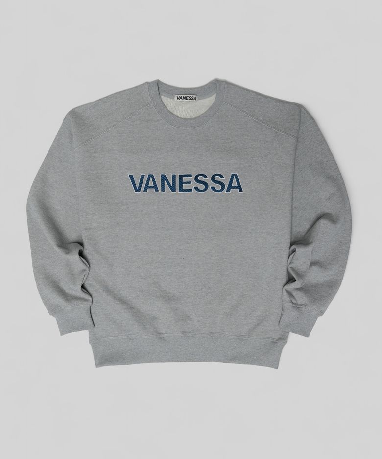 820g VANESSA 로고 자수 맨투맨_멜란지그레이