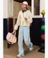 우먼스 스트레치 우븐 와이드 스트레이트 팬츠 - 블루(QQ122OPT28)