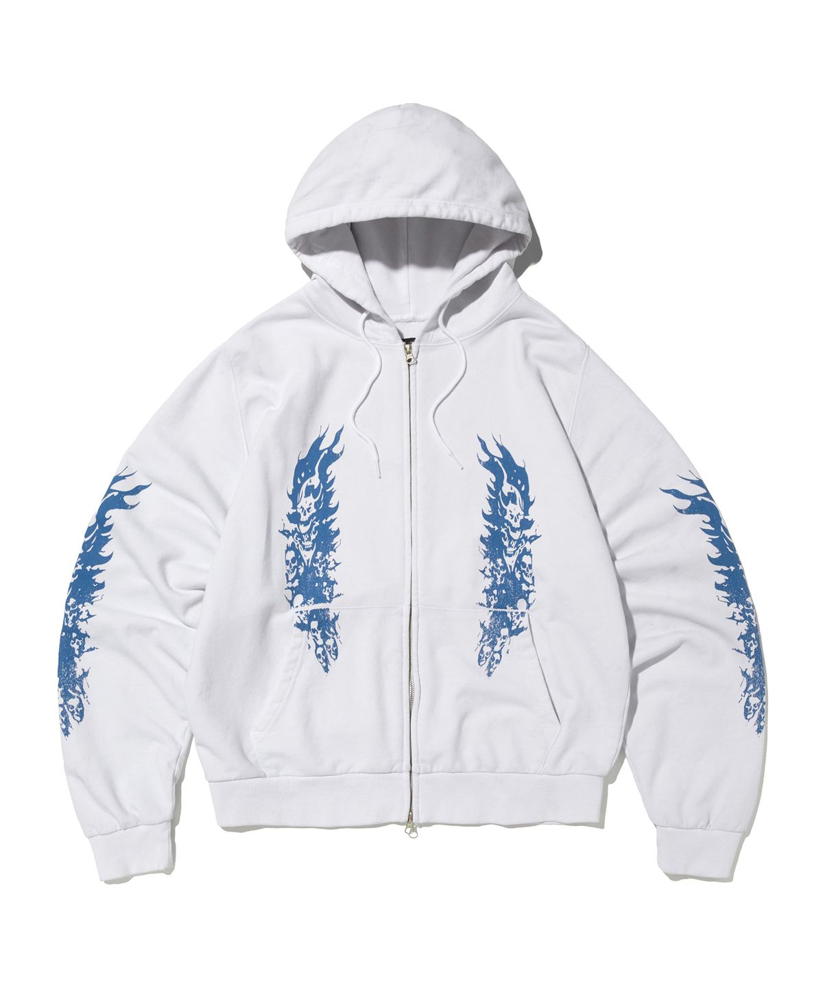 스웨이드(SUADE) FIRE SKULL HOOD ZIP UP [WHITE]