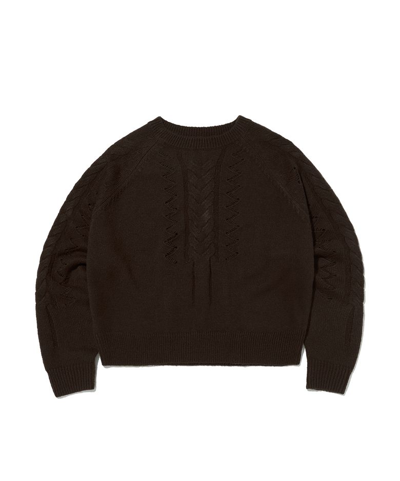 DAMAGED CABLE KNIT [BROWN]