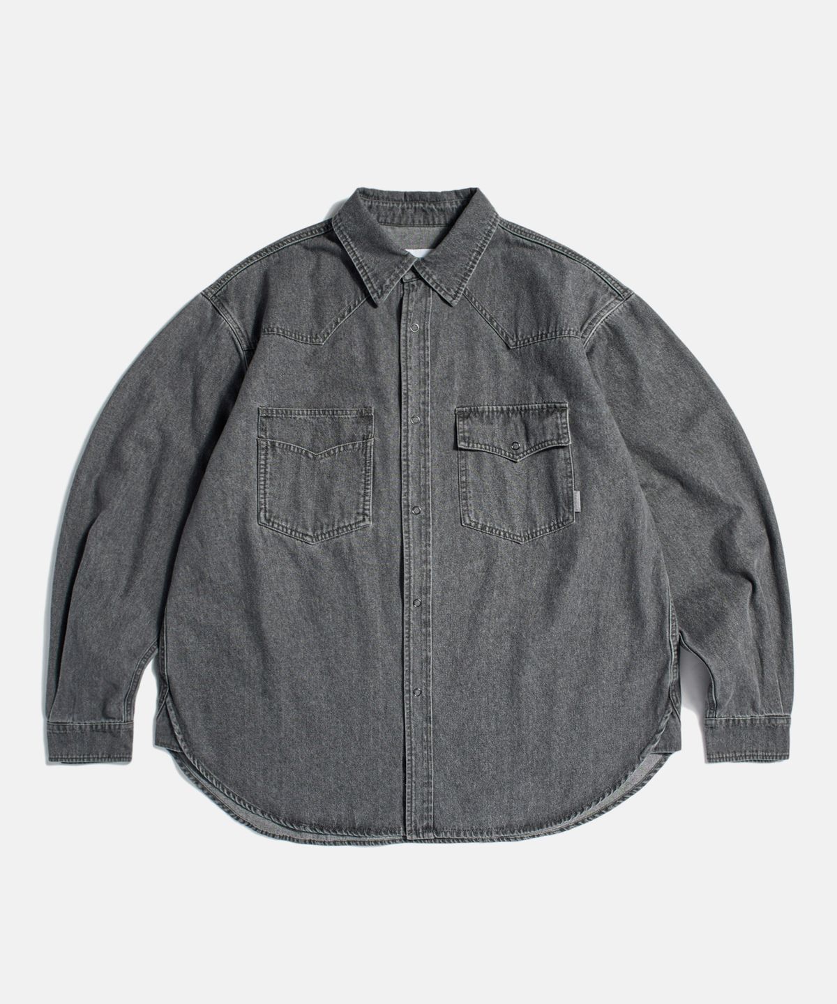 에스피오나지(ESPIONAGE) Denim Western Shirt Washed Grey