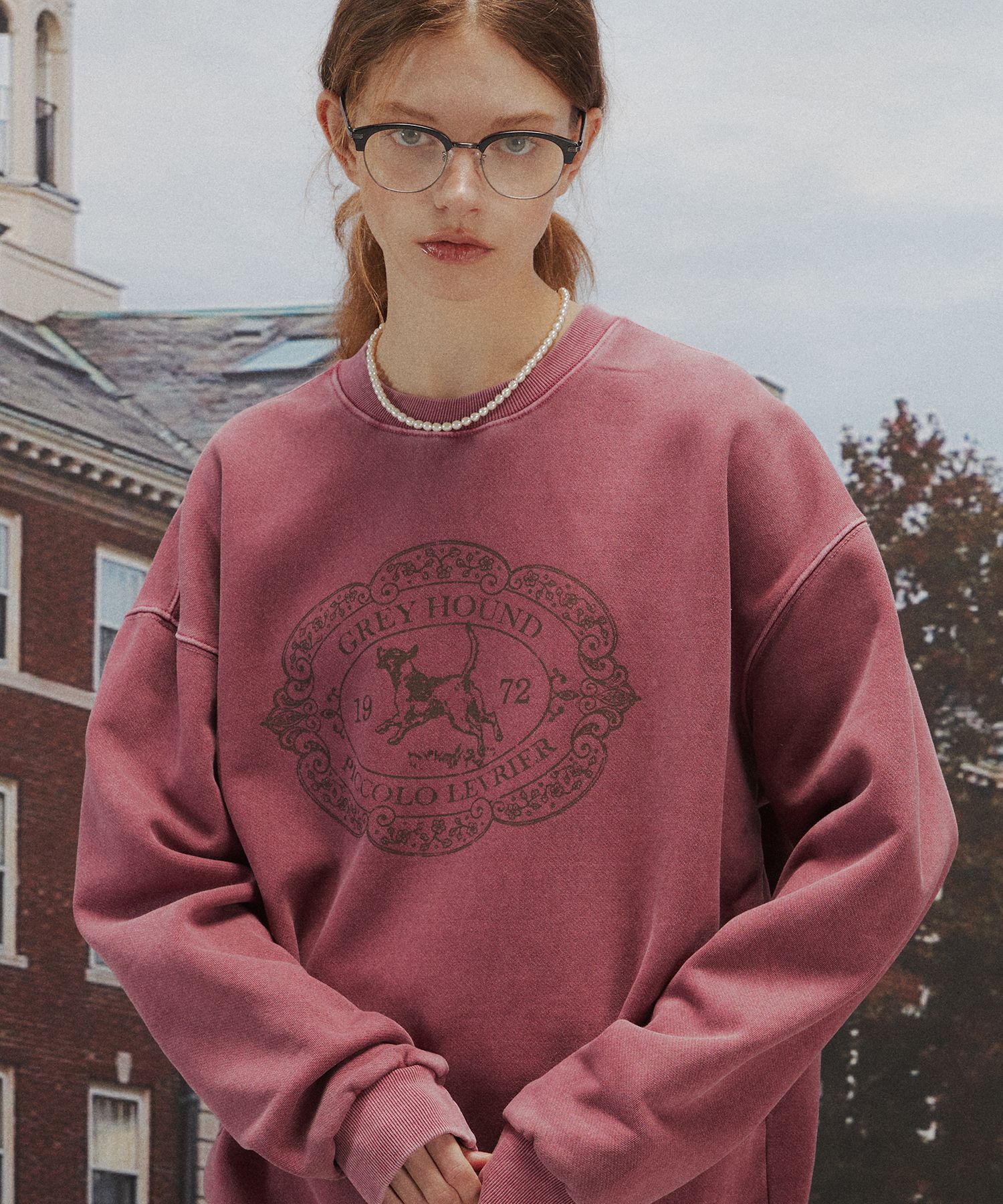 【CPGN STUDIO】25SS★ Hound Charm Pigment Sweatshirt CPGN STUDIO / Hound Charm Pigment Sweatshirt /Dusty Pin