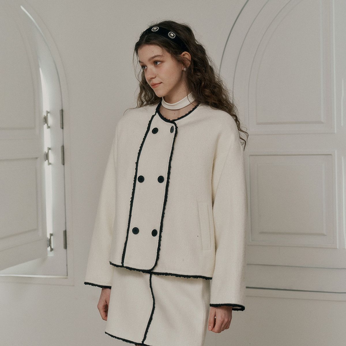던드롭(DUNDROP) DD_Double breasted jacket_WHITE
