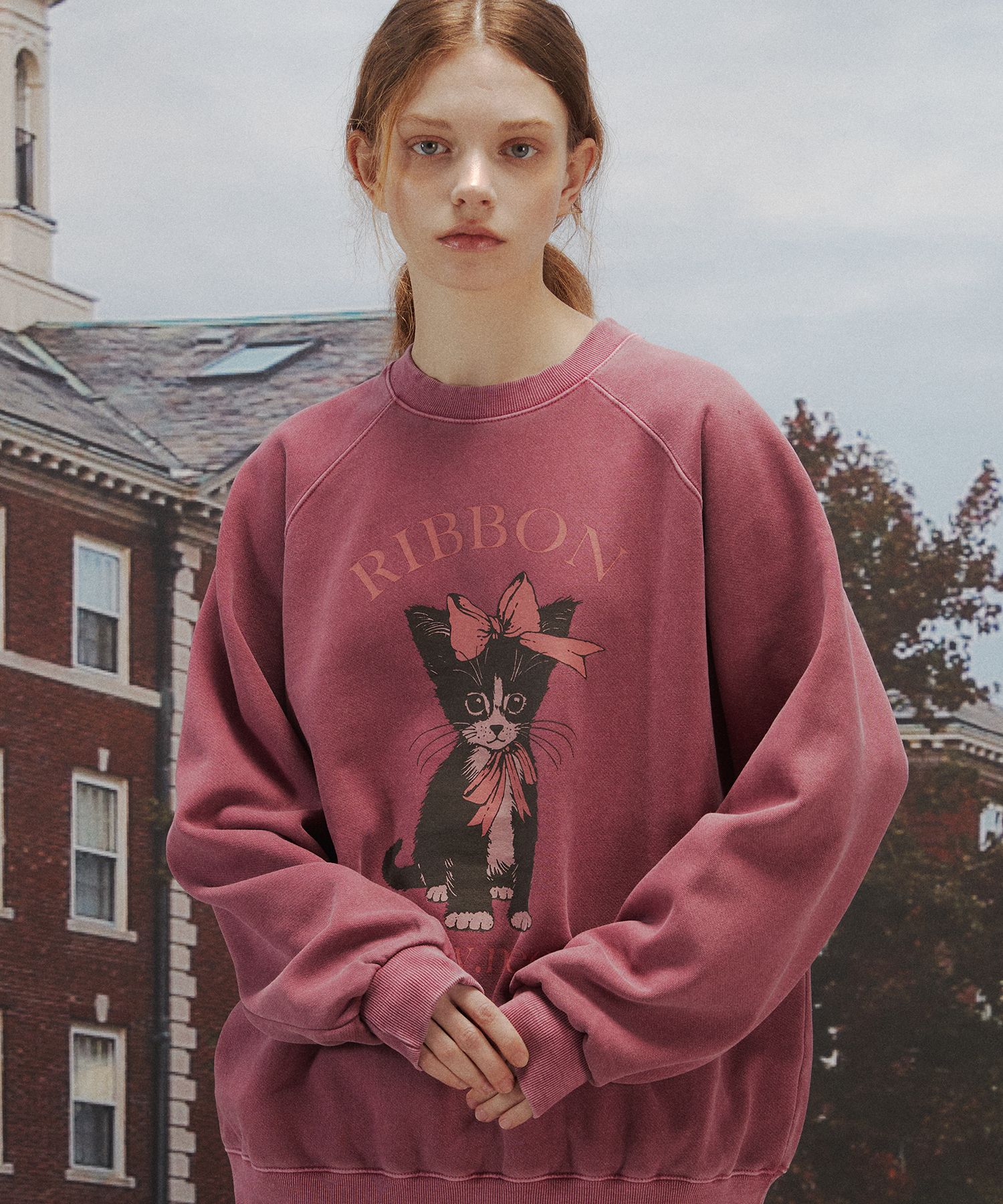 【CPGN STUDIO】25SS★ RIBBON CAT Raglan Pigment Sweatshirt MUSINSA | CPGN STUDIO RIBBON CAT Raglan Pigment Man to Man