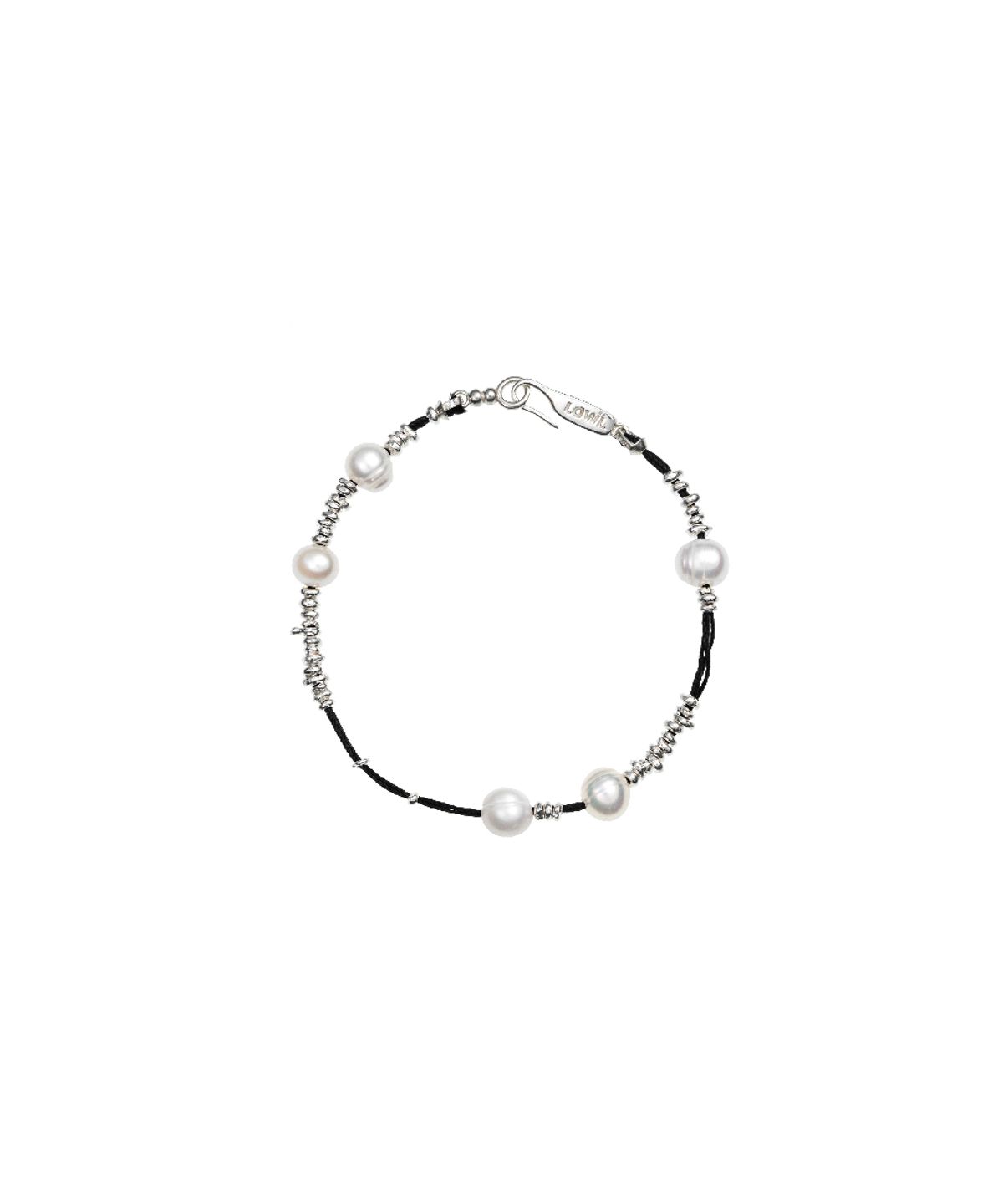 로울(LOWOOL) Black thread silver pearl bracelet