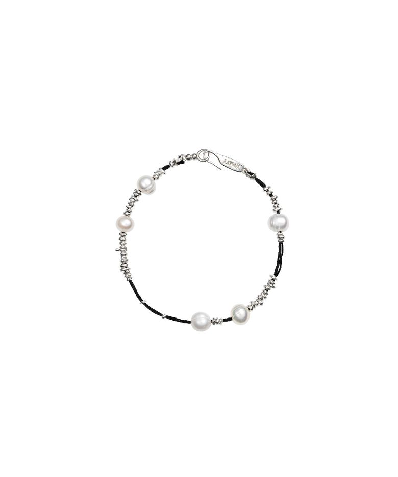Black thread silver pearl bracelet