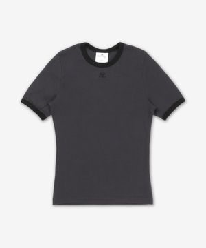 시그니처 콘트라스트 반소매 티셔츠 - 데님:블랙 / 125JTS017JS0203B155