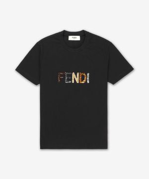 펜디 엠브로이드 반소매 티셔츠 - 블랙 / FS7254AT2DF0GME