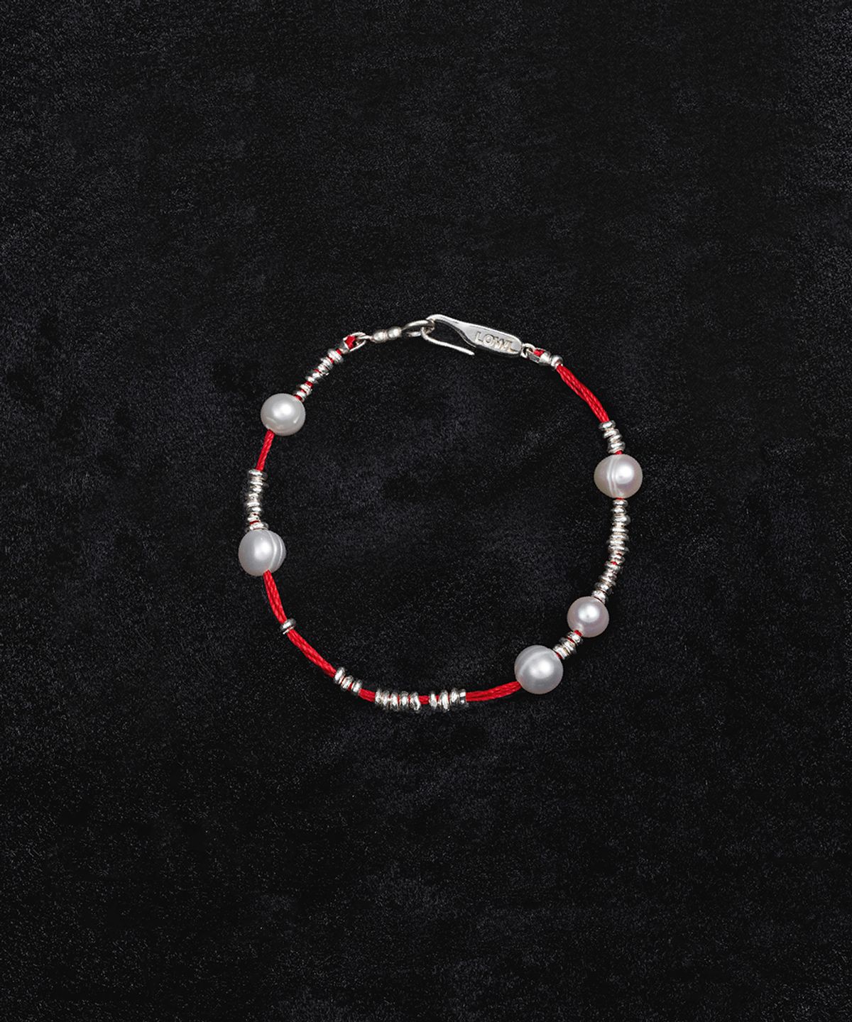 로울(LOWOOL) Red thread silver pearl bracelet