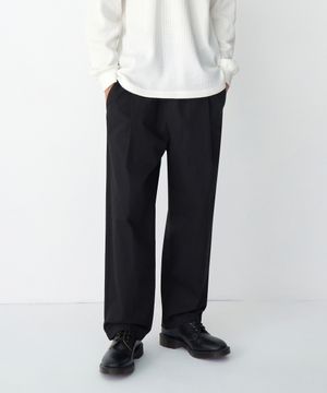 코튼 루즈 테이퍼드 밴딩 팬츠 [블랙]