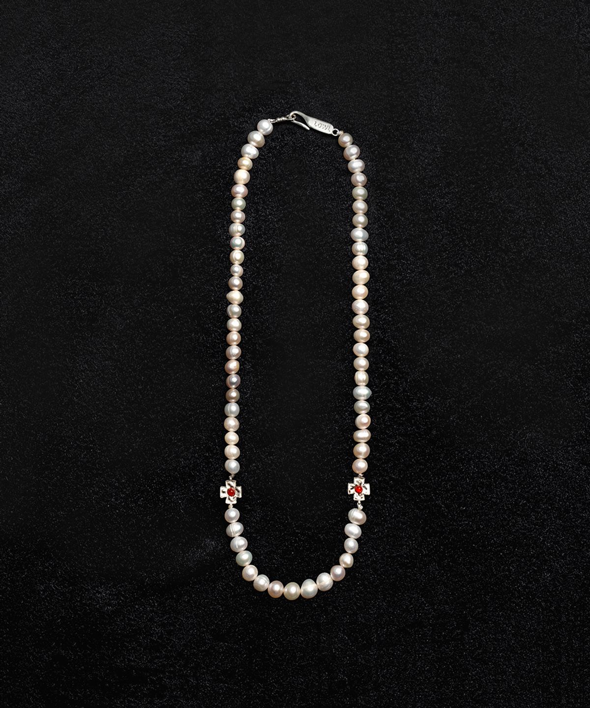 로울(LOWOOL) Double cross pearl necklace