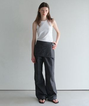 우먼즈 랩 스커트 파라슈트 팬츠 [다크 그레이]