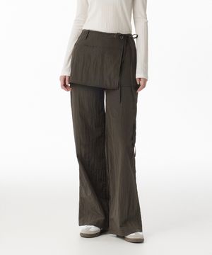 우먼즈 나일론 랩 스커트 팬츠 [다크 브라운]