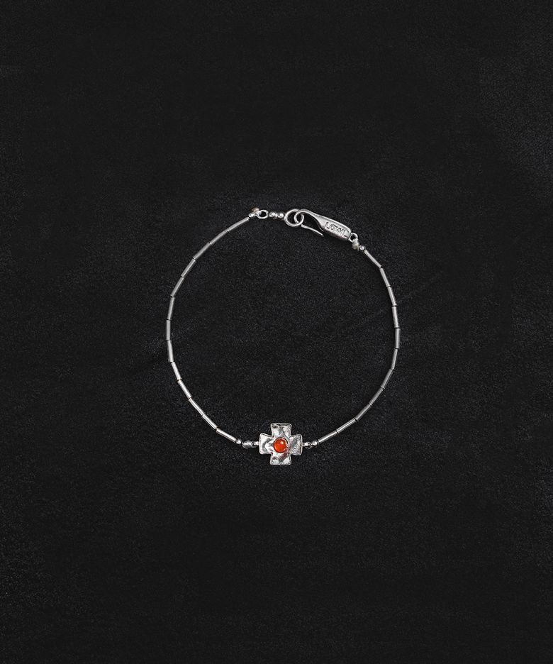 Red cross silver bracelet