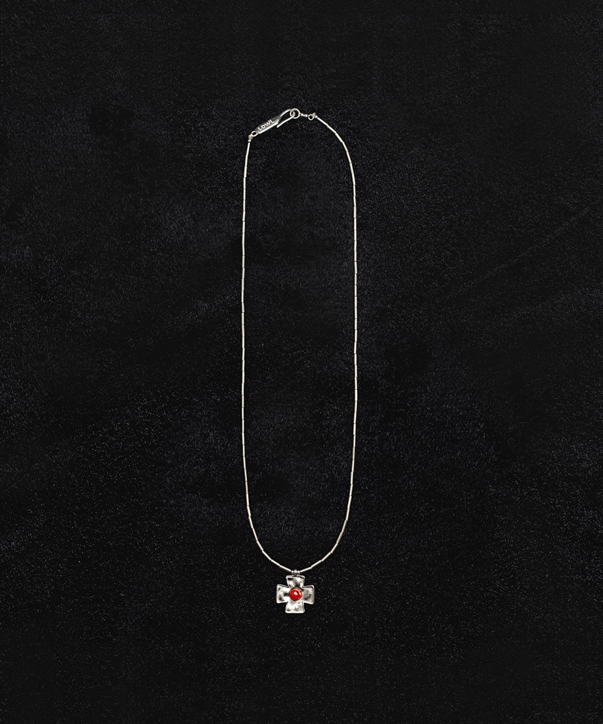 로울(LOWOOL) Red cross silver necklace