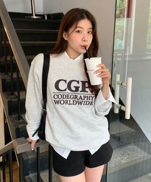 스퀘어 로고 맨투맨_오트밀