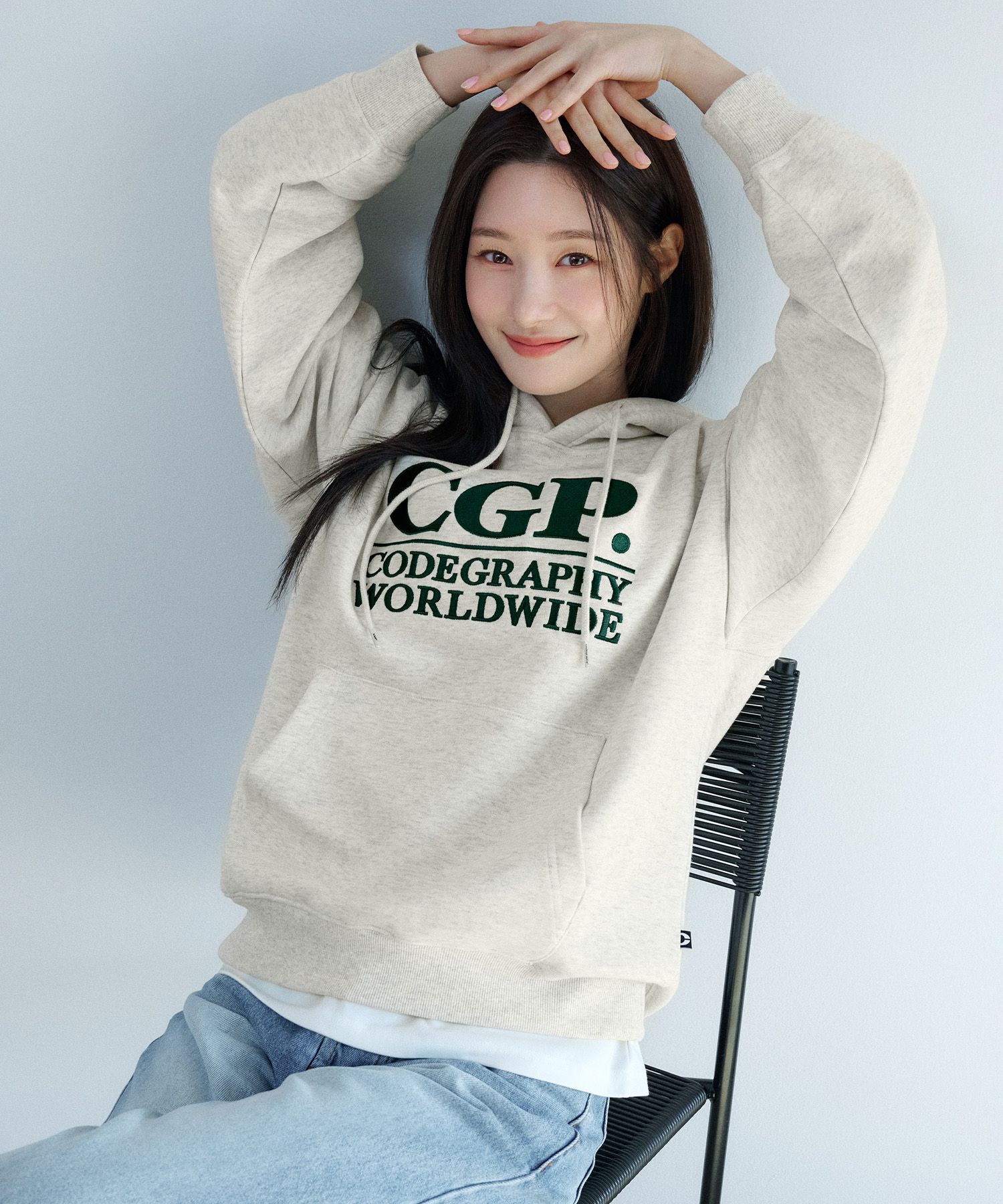 MUSINSA | Codegraphy Square Logo Hoodie_Ivory