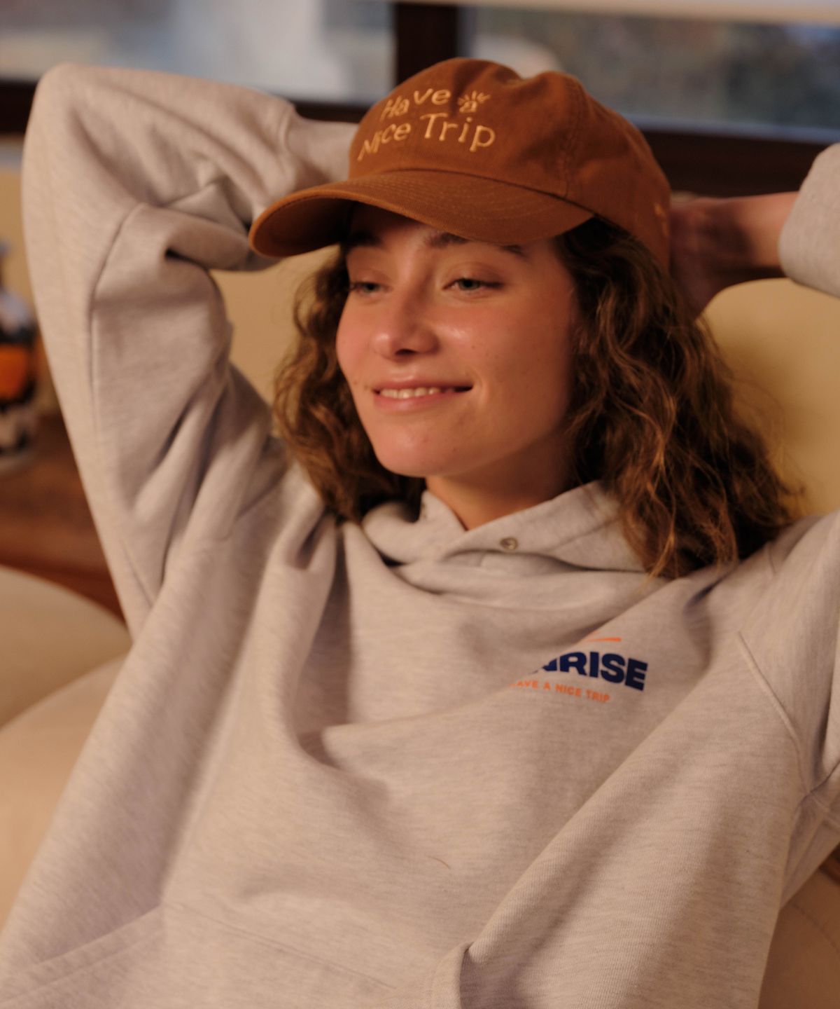 헬로 선라이즈(HELLO SUNRISE) Have a Nice Trip Ball Cap_Cinnamon Brown