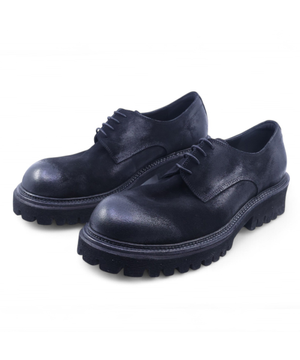 6.5cm 페더 코만도솔 스웨이드 더비 슈즈 블랙