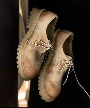 6.5cm 페더 코만도솔 스웨이드 더비 슈즈 샌드