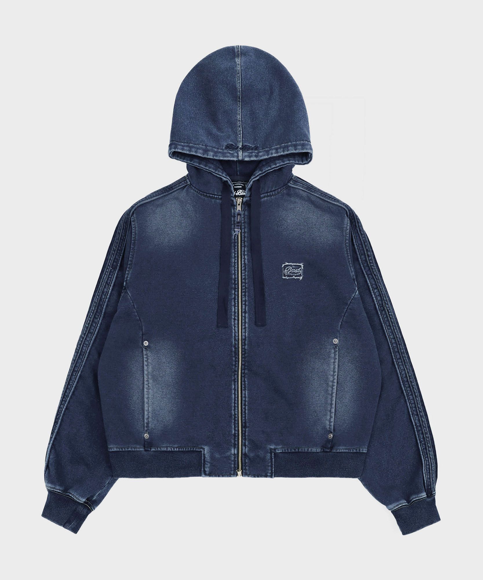 【BADBLOOD】25SS★Billy Washed Denim Sweat Hoodie Zip-Up MUSINSA | BADBLOOD Billy Washed Denim Sweat Hoodie - Blue