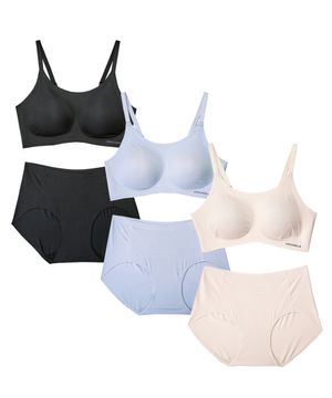 [3PACK] 소프트핏 쉘론 스트랩 패드일체형 브라팬티 세트