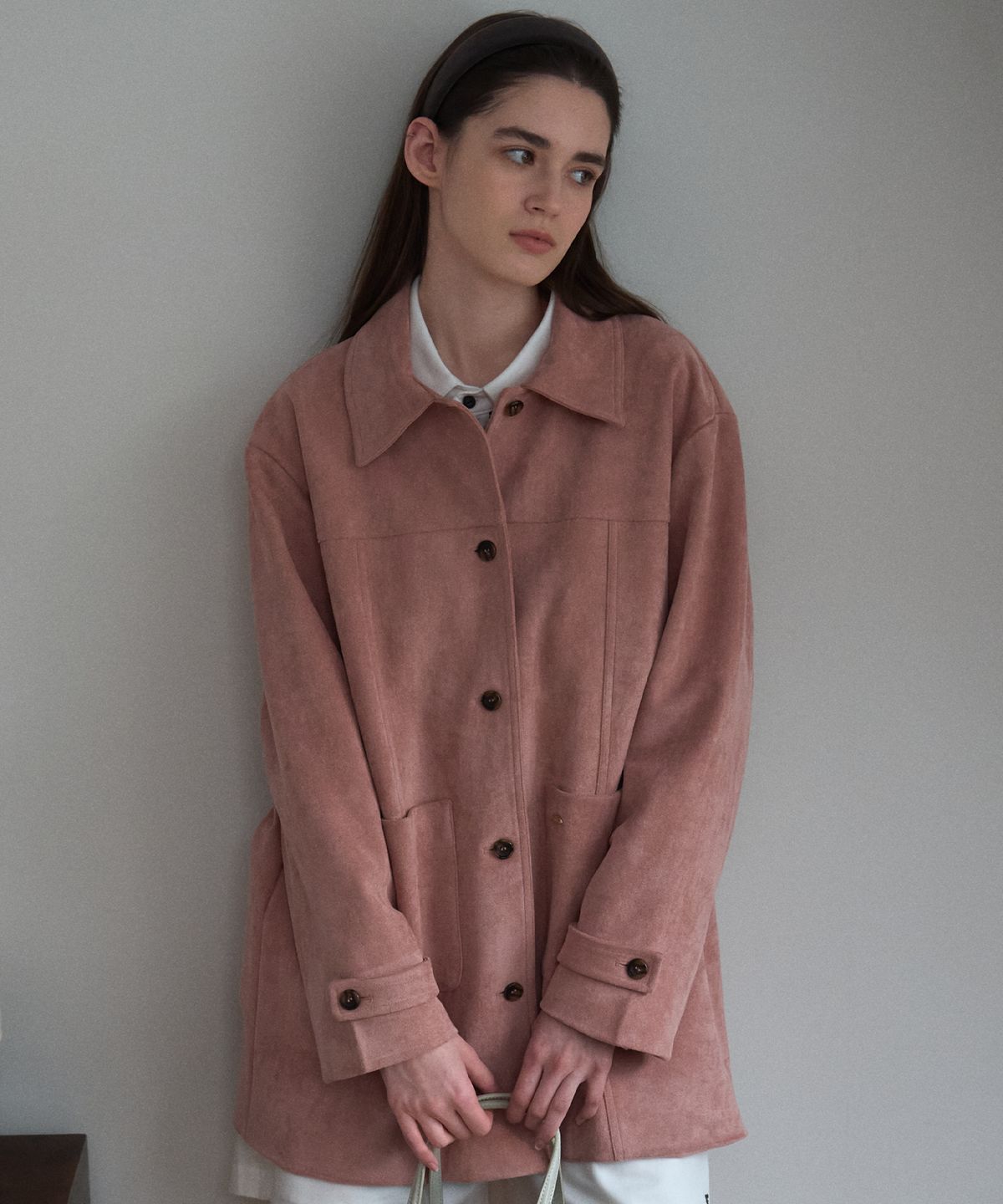 폴뉴아(FOLNUA) MELLOW SUEDE HALF JACKET [PINK]