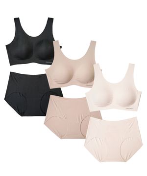 [3PACK] 소프트핏 쉘론 U넥 패드일체형 브라팬티 세트