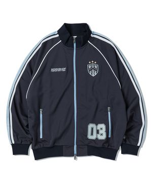 콤비네이션 테이프 져지 트랙 자켓 네이비