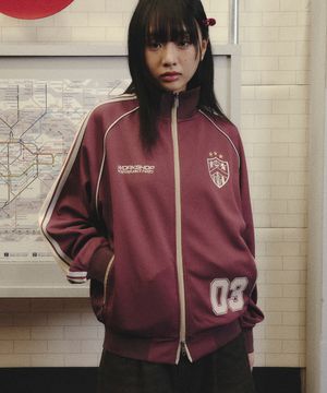 콤비네이션 테이프 져지 트랙 자켓 버건디