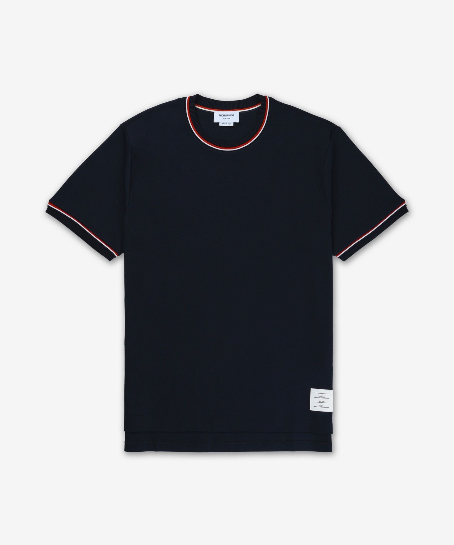 Thom Browne｜ (COTTON MILANO STRIPE T-SHIRT (MJS231A J00 Thom Browne Milan Stripe Short Sleeve T-Shirt MJS231A 415