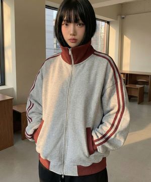 더블코튼 라인 트랙 저지 자켓 3colors