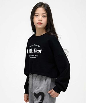 로고 포인트 크롭 맨투맨 Black