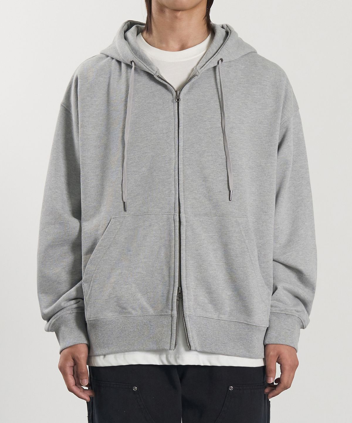 엑스컨테이너(EXCONTAINER) 2WAY 후드 집업 (MELANGE GREY)