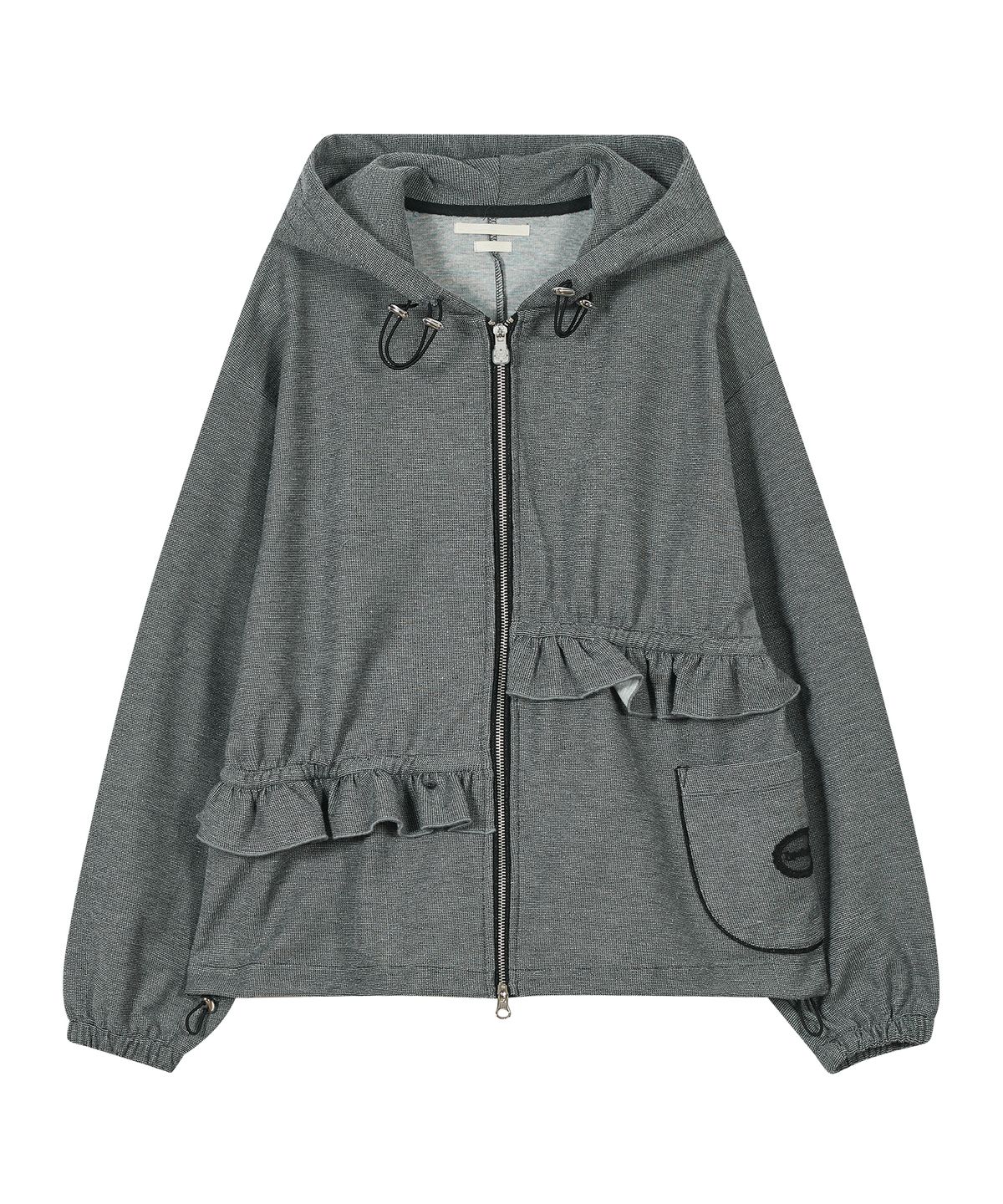 타입서비스(TYPESERVICE) Ruffled Comfy Zip Hoodie [Gray]