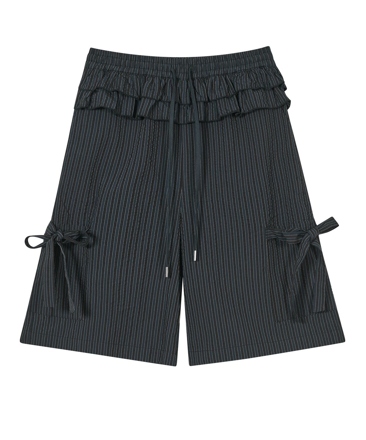 타입서비스(TYPESERVICE) Ruffled Stripe Pocket Pants [Navy]