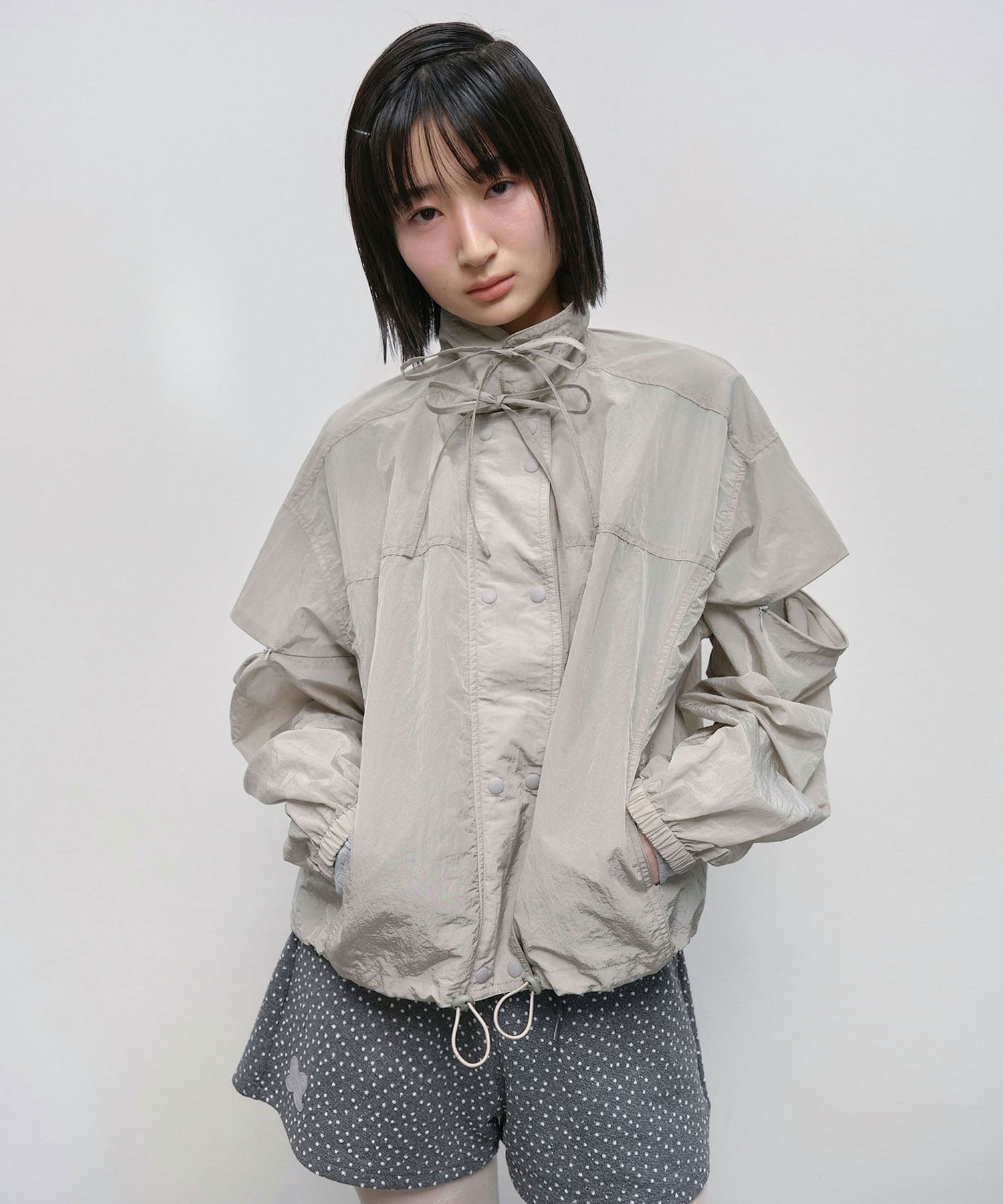 MUSINSA | TYPESERVICE Shirred Light Windbreaker [Gray]