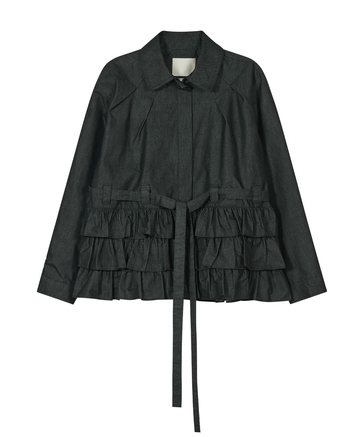 타입서비스(TYPESERVICE) Ruffled Denim Jacket [Black]